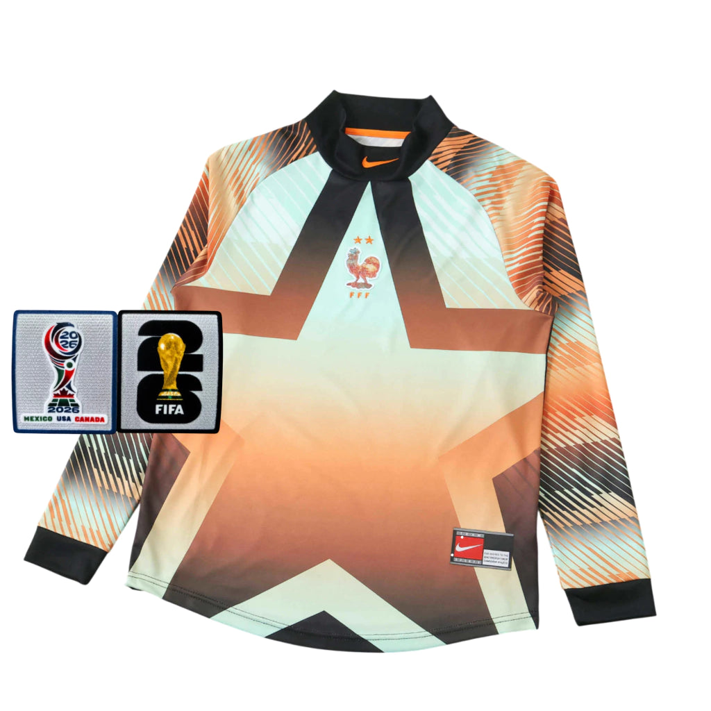 Camisola França guarda redes manga longa Copa do Mundo 2026 - laranja/verde
