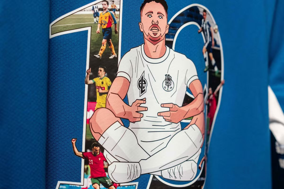 Camisola DIOGO J - homenagem equipamento azul/branco 2025/26 simbolo bordado