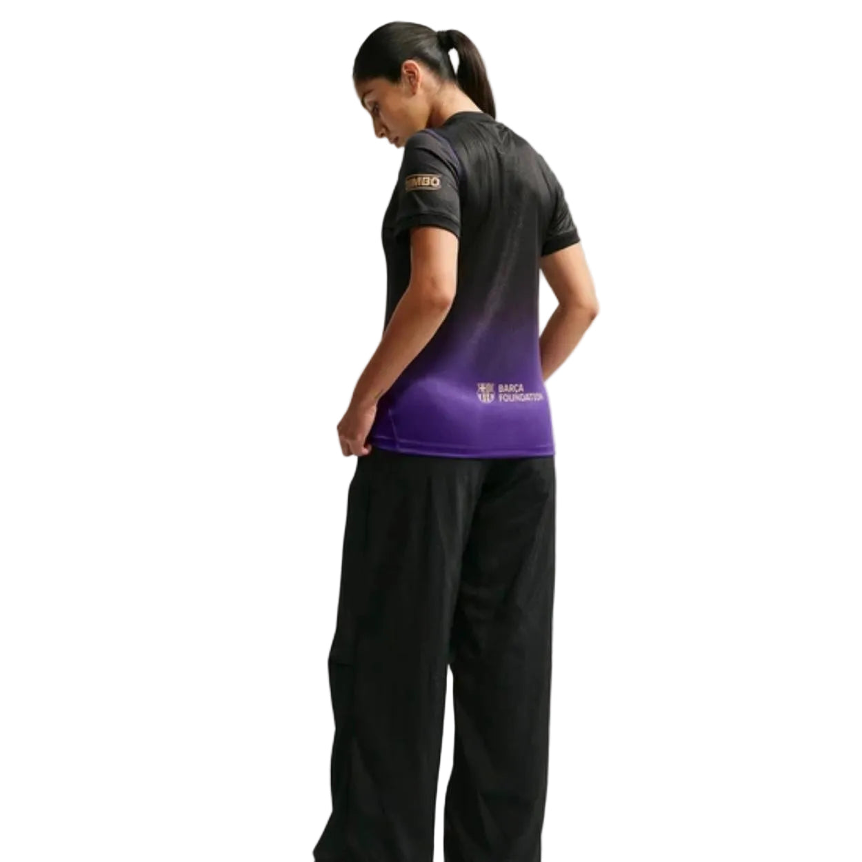 Camisola Barcelona FEMININA alternativa preta e roxa 2026/27