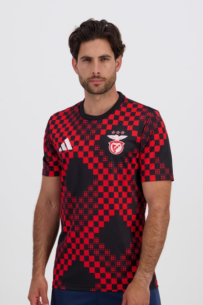Camisola pré jogo vermelho/preto 2025/26