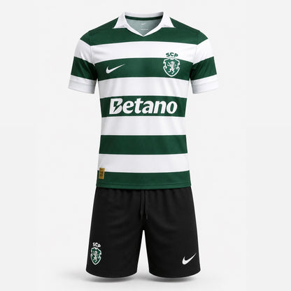 Conjunto infantil S C P principal 120 anos verde e branca 2026/27 - [pré venda: 11 a 22 dias úteis]