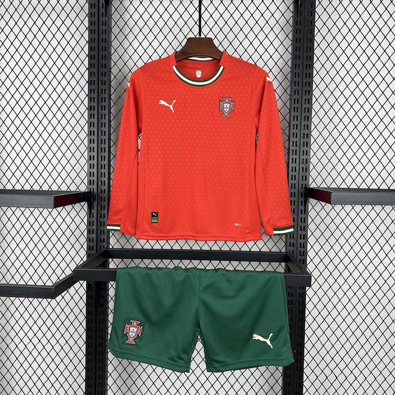 Conjunto infantil MANGA COMPRIDA Seleção Portugal vermelha home 2025