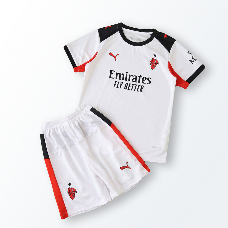 Conjunto Infantil Milan alternativo branco 2025/26