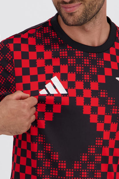 Camisola pré jogo vermelho/preto 2025/26