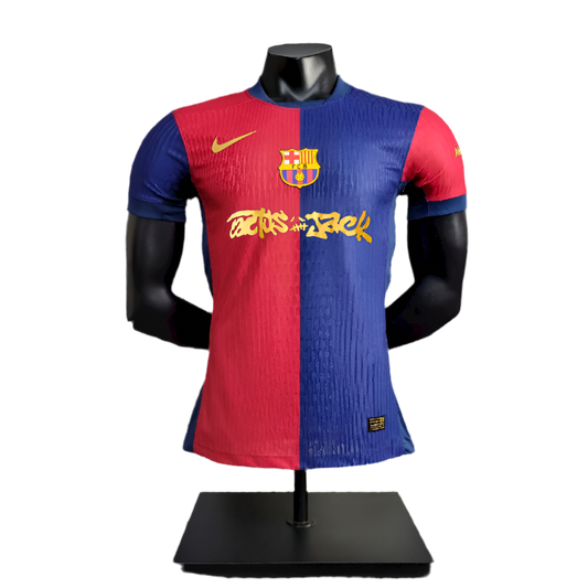 Camisola Barcelona home azul e vermelha 2024/25 TRAVIS SCOTT - PLAYER
