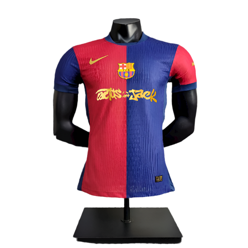 Camisola Barcelona home azul e vermelha 2024/25 TRAVIS SCOTT - PLAYER