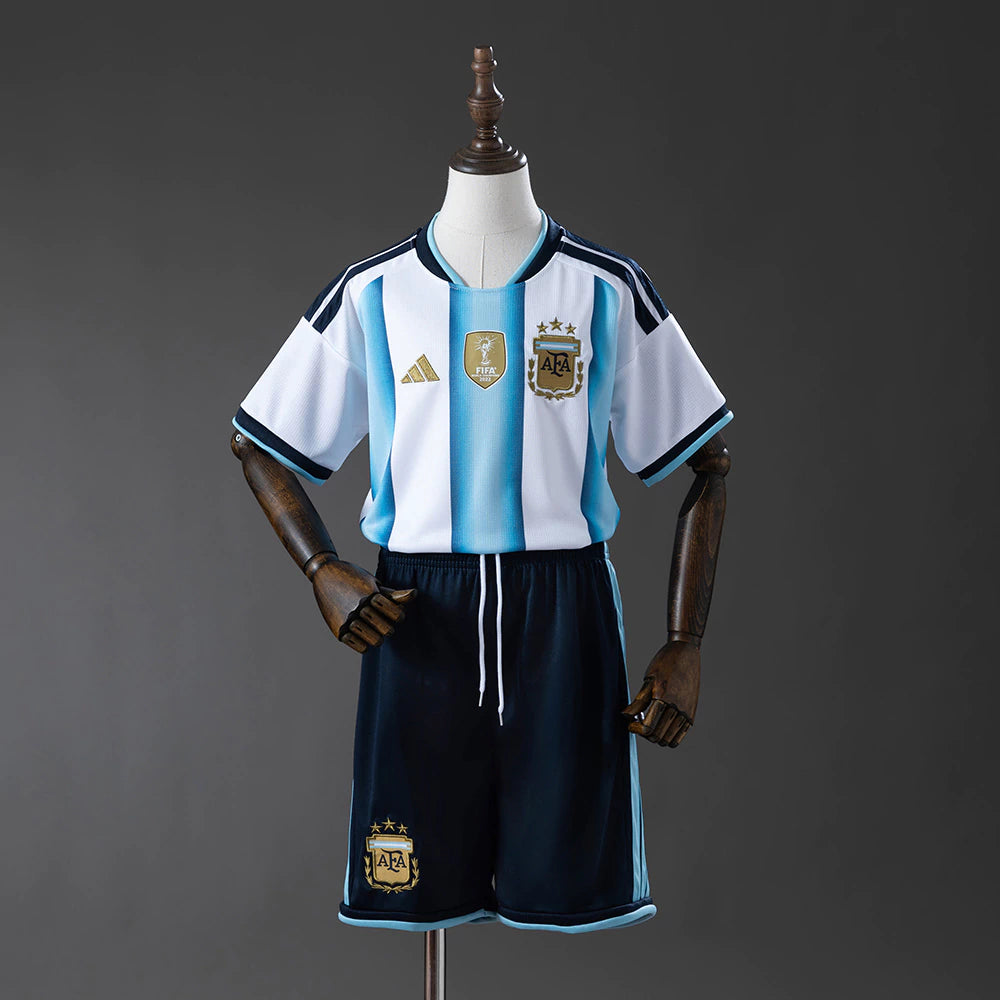 Conjunto infantil Seleção Argentina principal azul/branca COPA DO MUNDO 2026