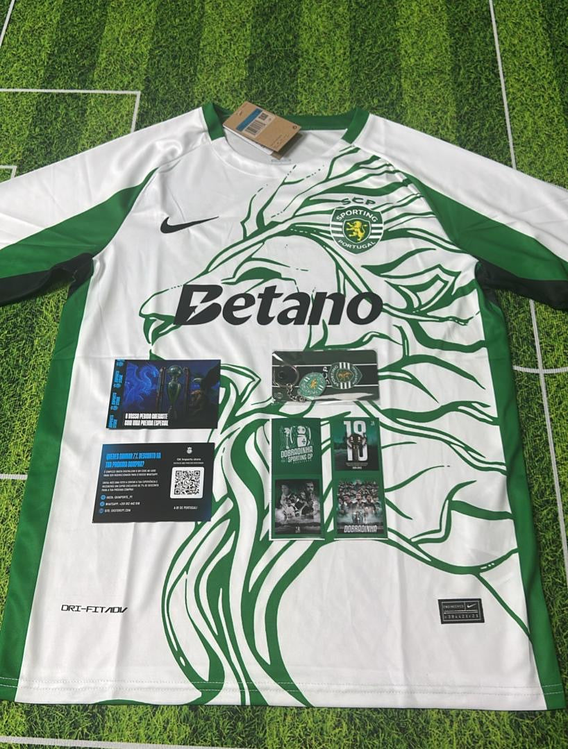 Camisola leão concept branca e verde 2025/26