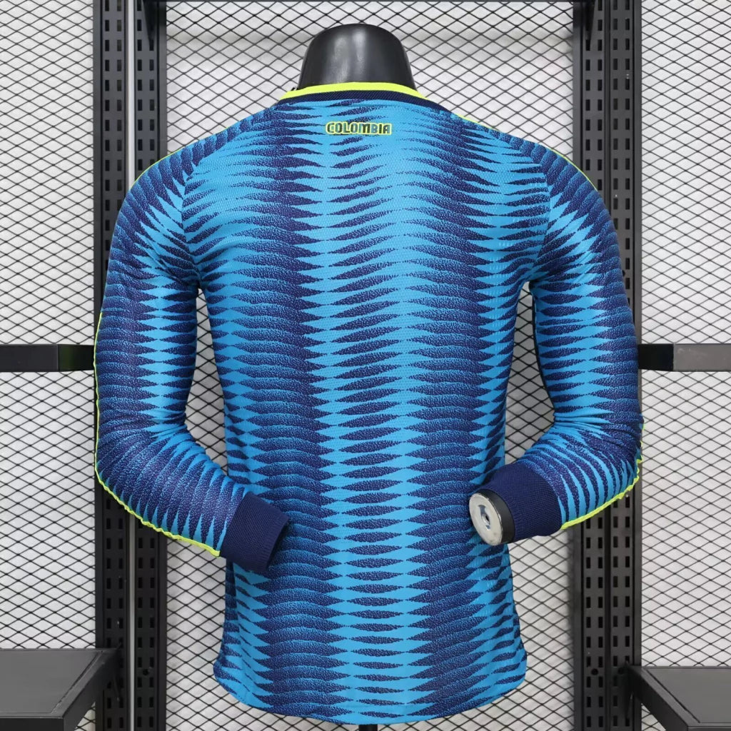 Camisola Seleção do Colômbia MANGA LONGA alternativa azul PLAYER - Copa do Mundo 2026