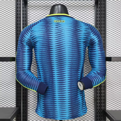 Camisola Seleção do Colômbia MANGA LONGA alternativa azul PLAYER - Copa do Mundo 2026