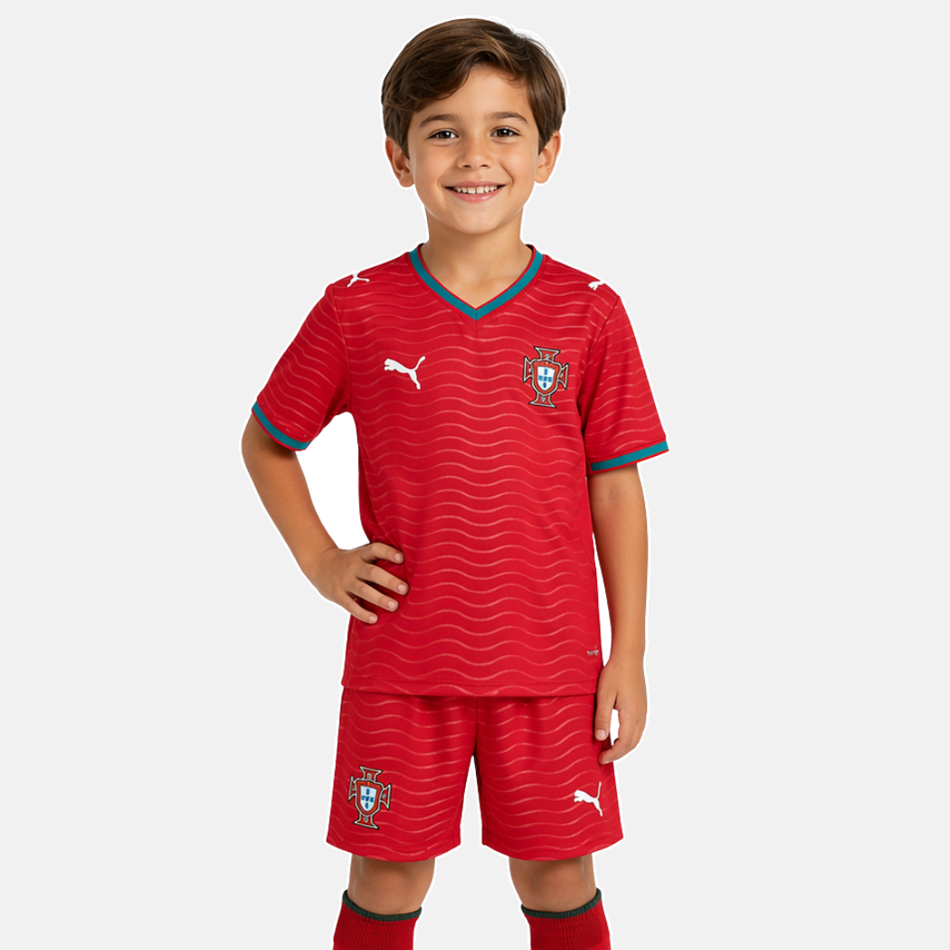 Conjunto infantil Seleção de Portugal principal COPA DO MUNDO 2026 - vermelha