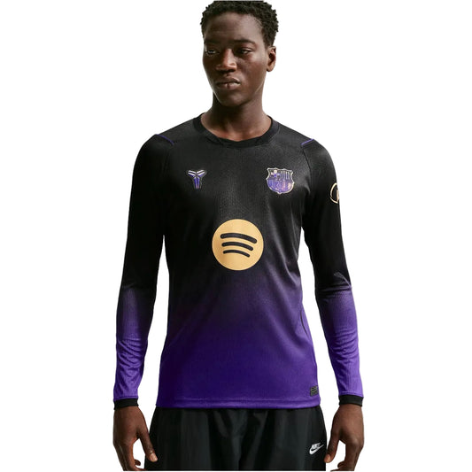 Camisola Barcelona alternativa preta e roxa 2026/27 - MANGA LONGA