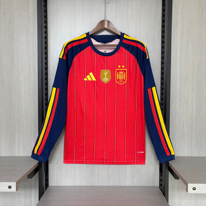 Camisola Seleção da Espanha MANGA LONGA principal vermelha - Copa do Mundo 2026