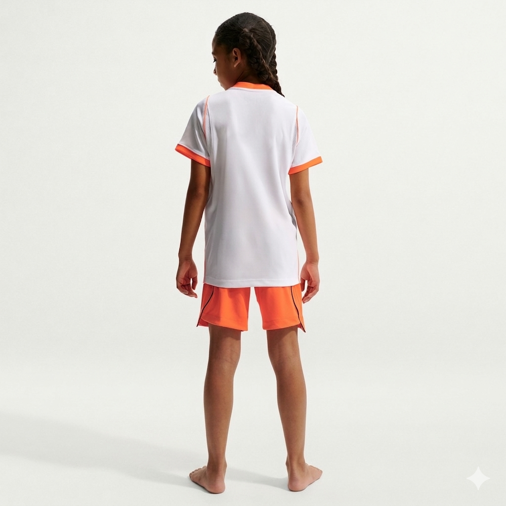 Conjunto infantil da Holanda alternativa branca COPA DO MUNDO 2026