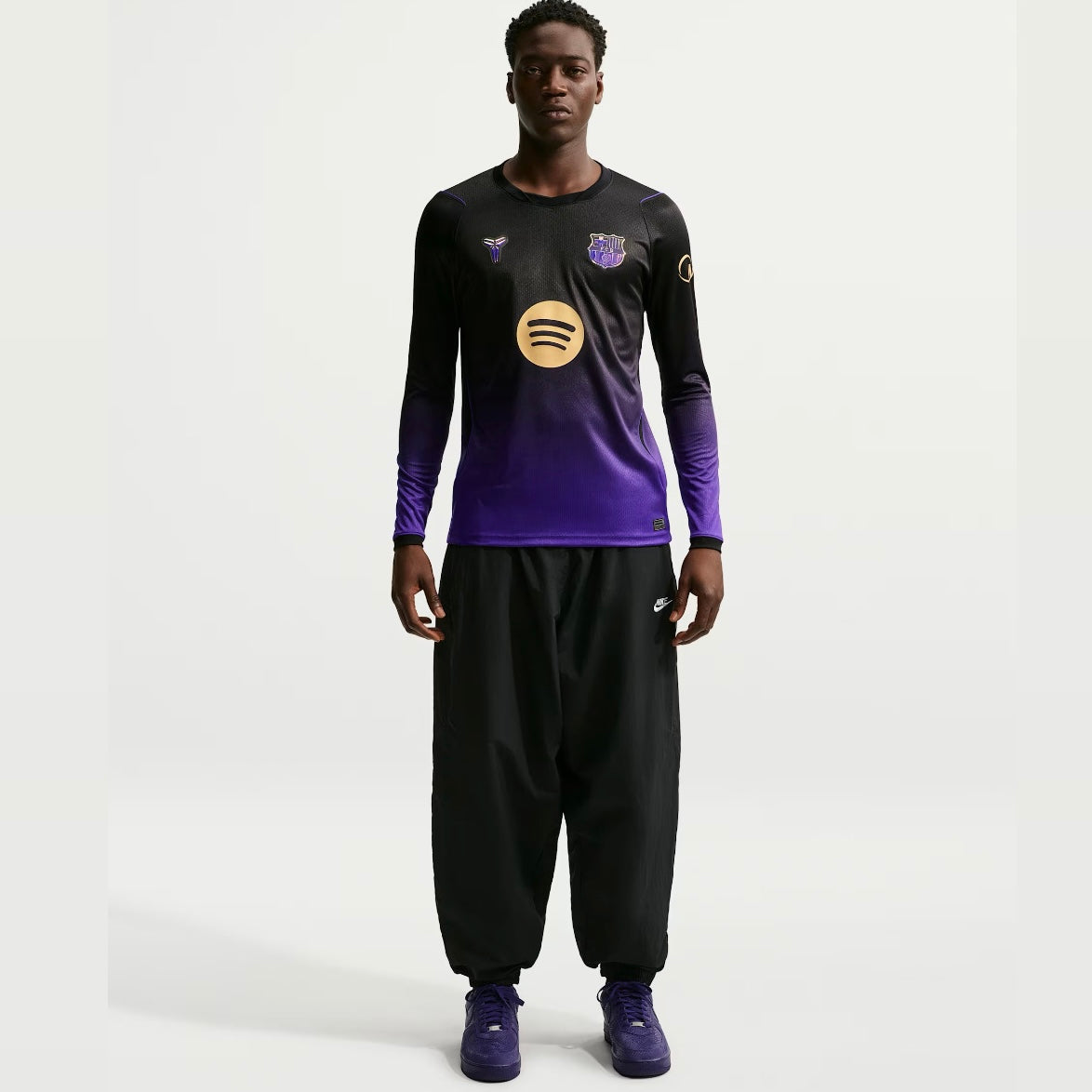 Camisola Barcelona alternativa preta e roxa 2026/27 - MANGA LONGA
