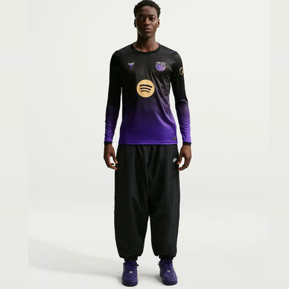 Camisola Barcelona alternativa preta e roxa 2026/27 - MANGA LONGA