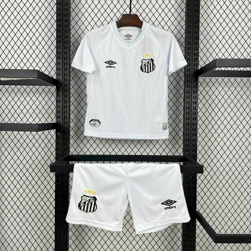 Conjunto Infantil Santos home branco 2025/26