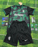 Conjunto infantil COM MEIAS alternativo preto/verde 2025/26 - LANÇAMENTO
