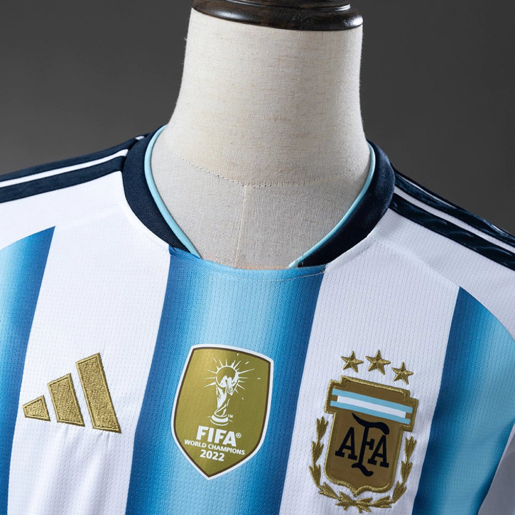 Camisola Seleção da Argentina MANGA LONGA principal branca/azul - Copa do Mundo 2026