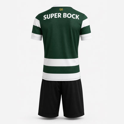 Conjunto infantil S C P principal 120 anos verde e branca 2026/27 - [pré venda: 11 a 22 dias úteis]
