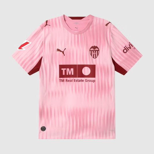 Camisola Valencia terceira rosa 2026/27
