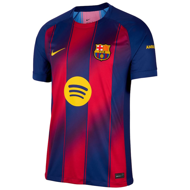 Camisola Barcelona home azul e vermelho 2025/26