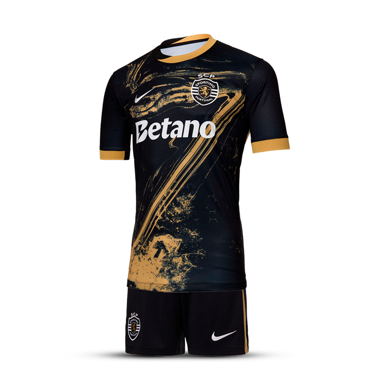 Conjunto infantil “7” terceiro equipamento 2024/25 - preto e dourado