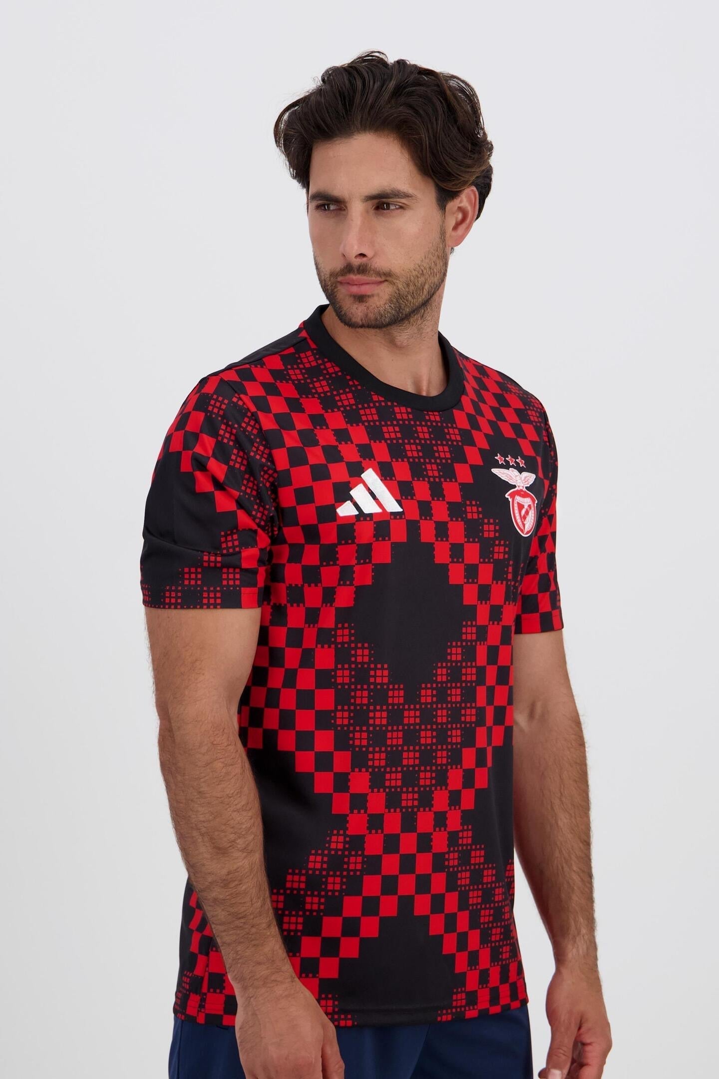 Camisola pré jogo vermelho/preto 2025/26