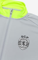 Casaco de treino cinza e verde 2025/26 fecho completo