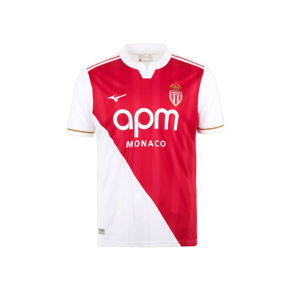 Camisola AS Mônaco principal vermelha e branca 2025/26