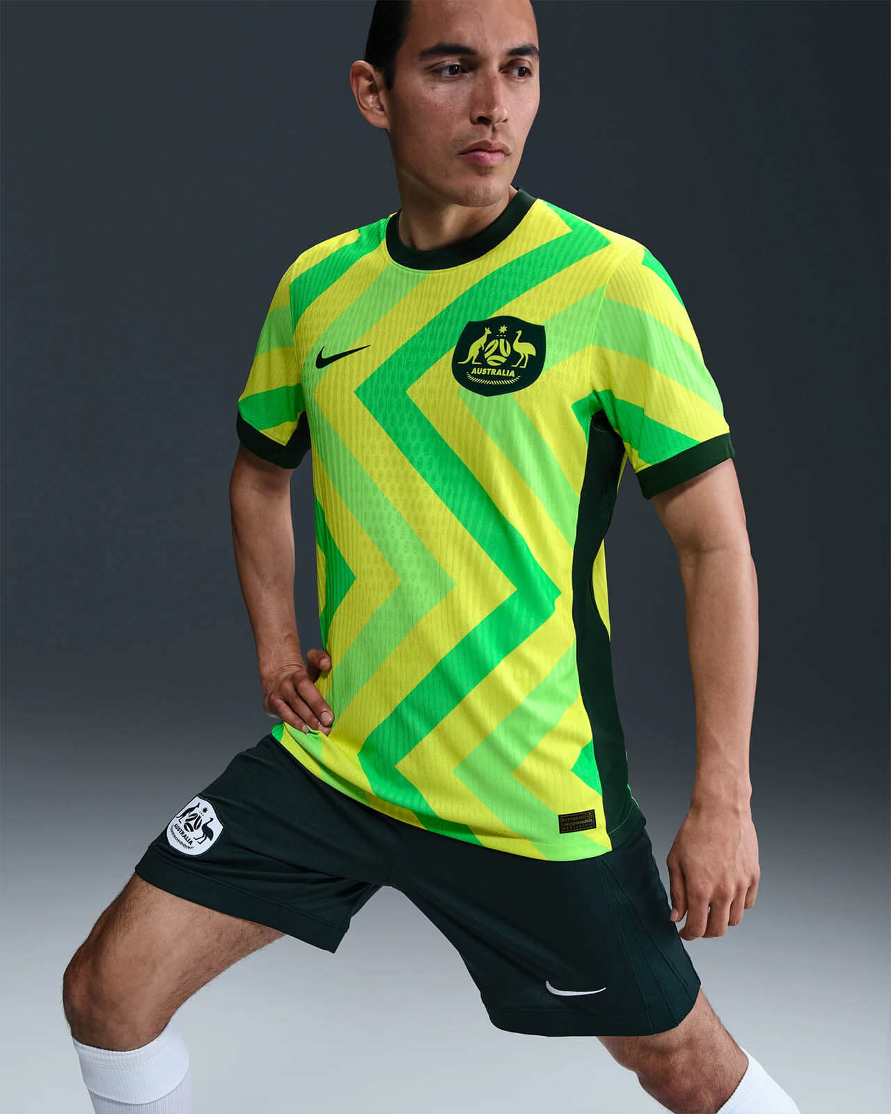 Camisola Seleção da Australia principal verde/amarela - Copa do Mundo 2026