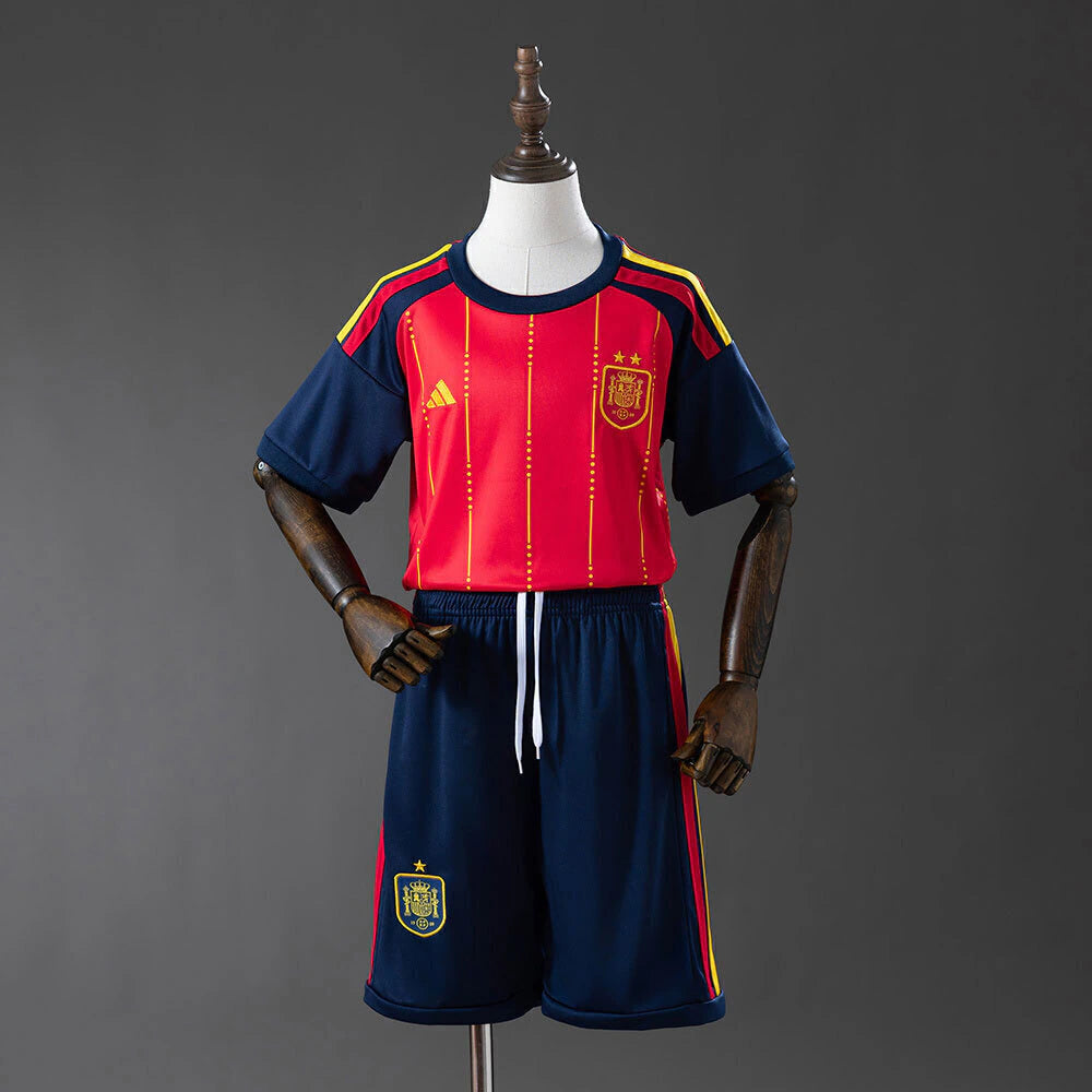 Conjunto infantil Seleção Espanha principal vermelha COPA DO MUNDO 2026
