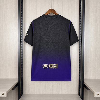 Camisola Barcelona alternativa preta e roxa 2026/27