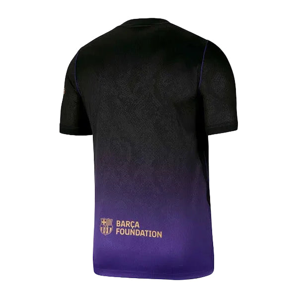 Camisola Barcelona alternativa preta e roxa 2026/27