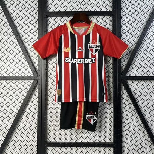 Conjunto Infantil São Paulo alternativa vermelha/preta 2025/16