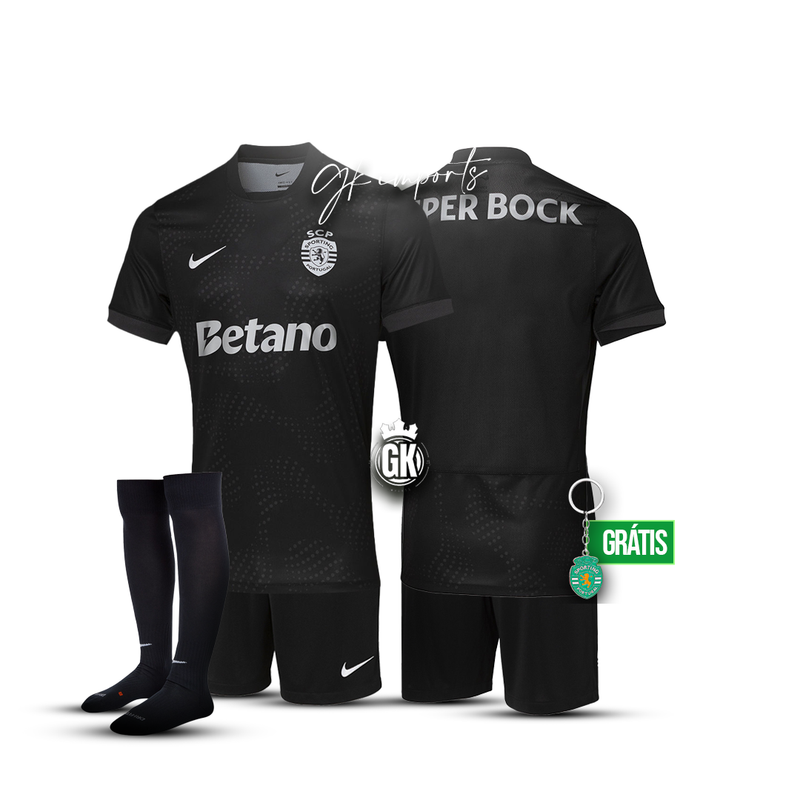 Conjunto infantil COM MEIAS AWAY preto 2025/26 - LANÇAMENTO