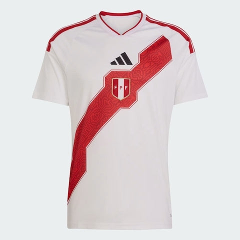 Camisola Seleção do Peru principal branca/vermelha - Copa do Mundo 2026