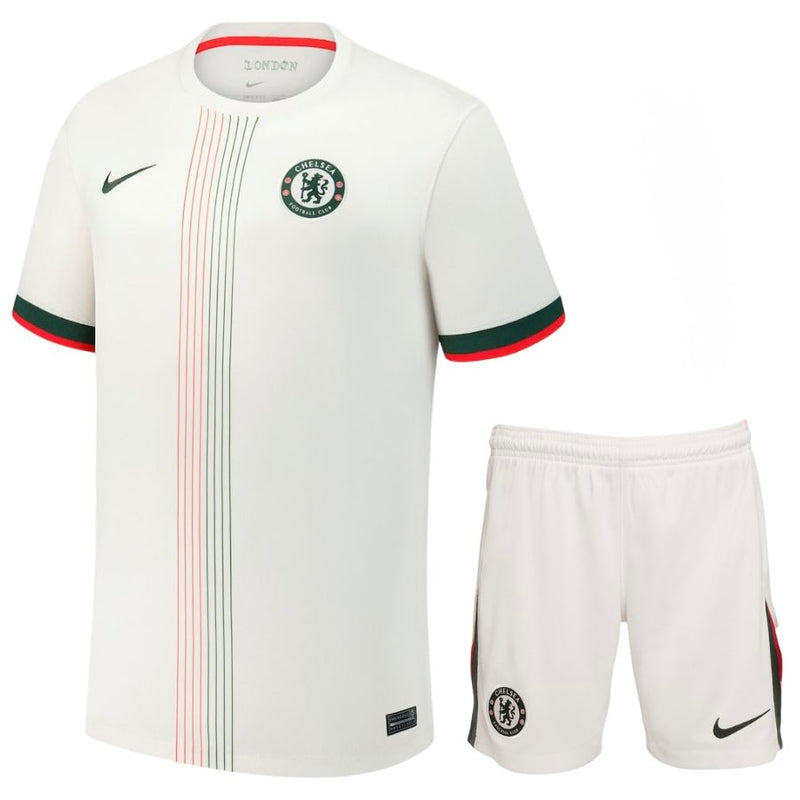 Conjunto Infantil Chelsea away branco 2025/26