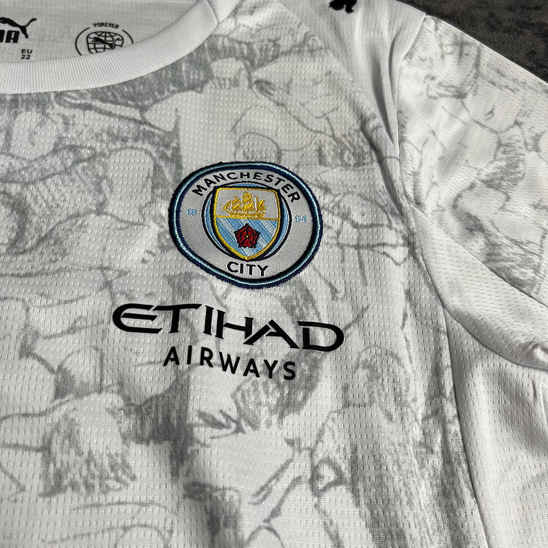Conjunto Infantil Manchester City away 2025/26 branco