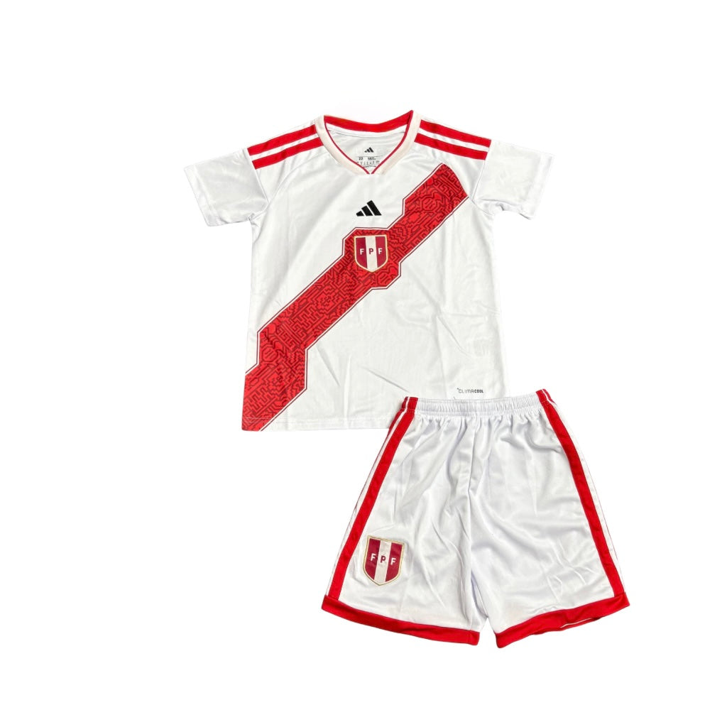 Conjunto infantil Seleção Peru principal branca COPA DO MUNDO 2026