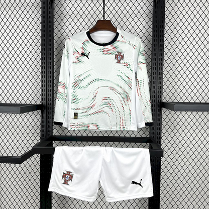 Conjunto infantil MANGA COMPRIDA Seleção Portugal branco alternativo 2025