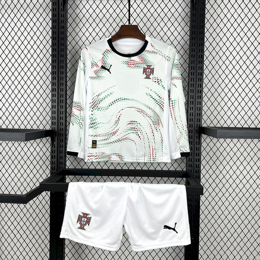 Conjunto infantil MANGA COMPRIDA Seleção Portugal branco alternativo 2025