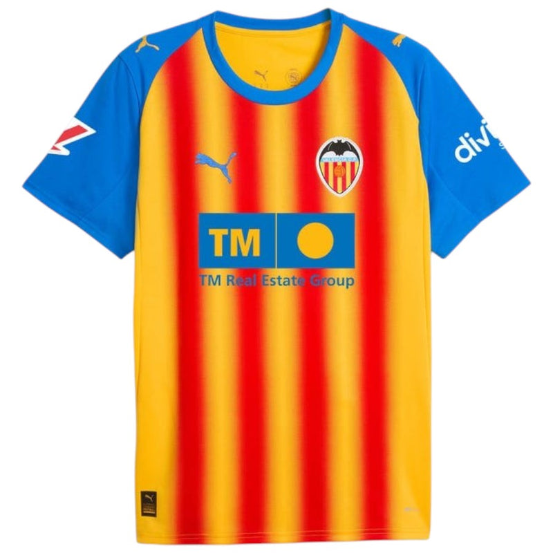 Camisola Valencia terceira amarelo e vermelha 2025/26