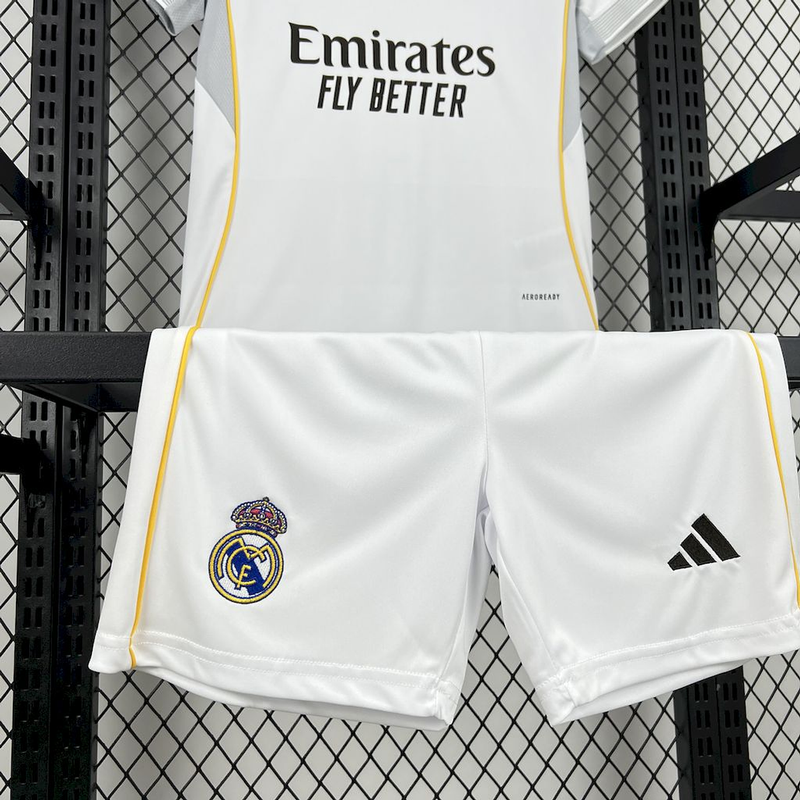 Conjunto Infantil Real Madrid home branco 2025/26