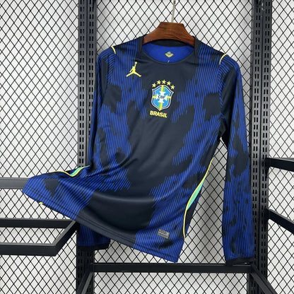 Camisola Seleção do Brasil MANGA LONGA alternativa azul - Copa do Mundo 2026