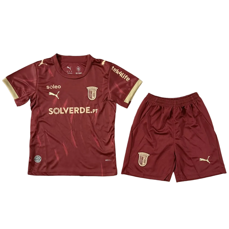 Conjunto Infantil SC Braga Alternativo Bordô 2026/27