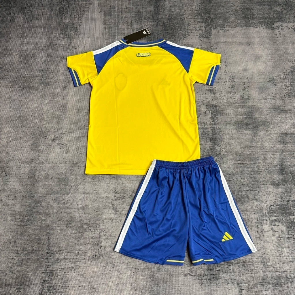 Conjunto infantil Seleção Suécia principal amarela COPA DO MUNDO 2026