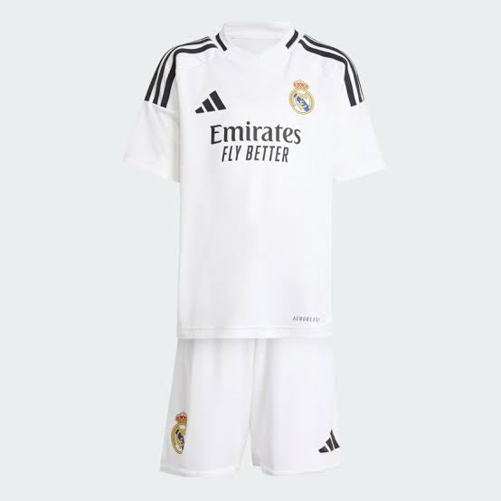 Conjunto Infantil Real Madrid home branco 2024/25