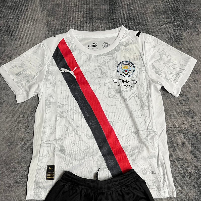 Conjunto Infantil Manchester City away 2025/26 branco