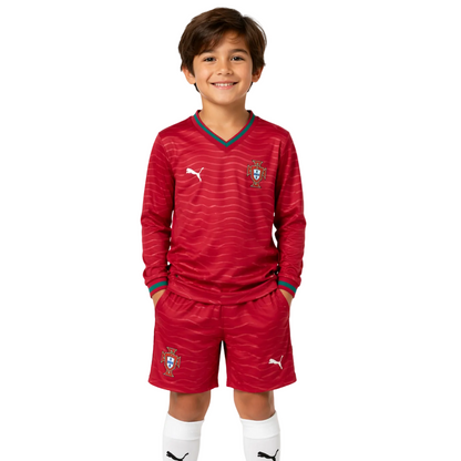 Conjunto infantil MANGA LONGA Seleção de Portugal principal COPA DO MUNDO 2026 - vermelha